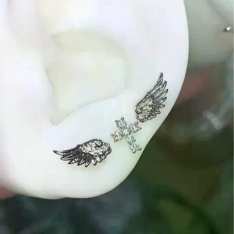 Luxury Lifestyle Jewelry - 천사 날개 십자가 귀걸이 여성용 럭셔리