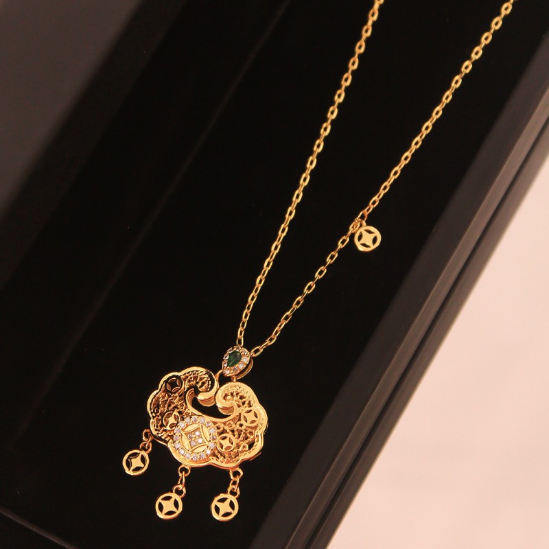 빈티지 중국 스타일 평안한 긴 수명 잠금 목걸이, 가벼 - Luxury Lifestyle Jewelry 리뷰 및 가격